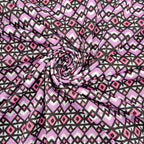 FS568 Lilac Geometric | Fabric | aztec, drape, Fabric, fashion fabric, Geometric, jersey, lilac, making, purple, repeat, sale, Scuba, sewing, Stretchy, tile | Fabric Styles