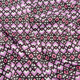 FS568 Lilac Geometric | Fabric | aztec, drape, Fabric, fashion fabric, Geometric, jersey, lilac, making, purple, repeat, sale, Scuba, sewing, Stretchy, tile | Fabric Styles