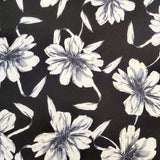 FS588 Black Floral | Fabric | drape, Fabric, fashion fabric, Floral, Flower, Liverpool, Multi Stripe, SALE, sewing, Stretchy, Stripe, Stripes, textured, Waffle | Fabric Styles
