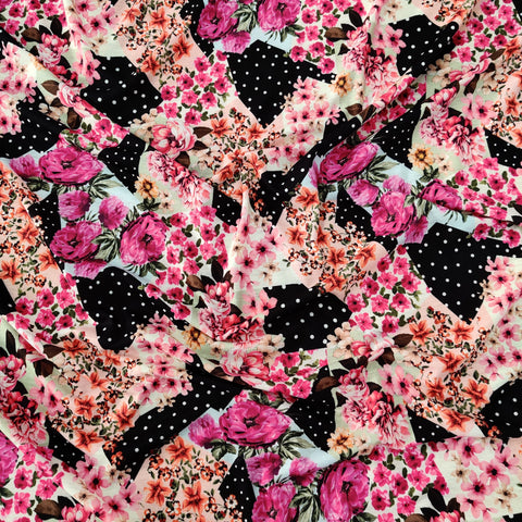 FS559 Abstract Spots Floral | Fabric | drape, Fabric, fashion fabric, Floral, jersey, making, SALE, sewing, spun polyester, Spun Polyester Elastane, stretch, Stretchy, Tropical | Fabric Styles