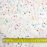 FS594 Multi Star Foil | Fabric | Animal, blue, drape, elastane, Fabric, fashion fabric, Foil, FS580, jersey, Leopard, Limited, making, Pink, Polyester, purple, Rainbow, Satin, sewing, Skirt, STar, Stars, Stretchy, Watercolour | Fabric Styles