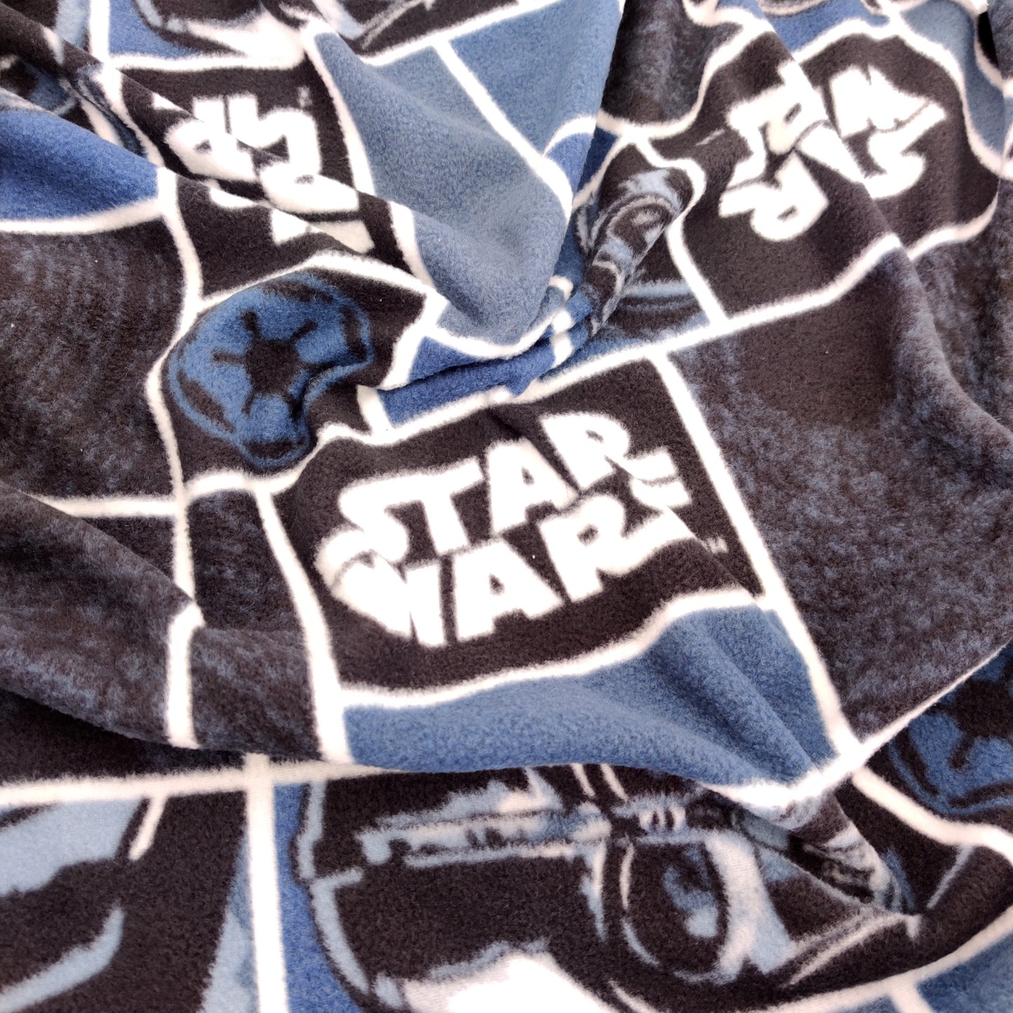 FS598_1 Darth Vader Star Wars Fleece Fabric Blue | Fabric | blue, Brand, Branded, Classic, Classics, Denim, drape, Fabric, fashion fabric, jersey, Light blue, making, Poly Fleece, Robot, sewing, Skirt, Star Wars, Stretchy, Watercolour | Fabric Styles