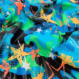 FS607 Blue Pop Stars Poly Spandex Stretch Fabric | Fabric | Bikini, Bra, Cobra, Cycle, drape, Fabric, fashion fabric, Foil, Holo, Lingerie, Mermaid, Nylon Spandex, Plain, Poly Spandex, sewing, Shorts, Snake, Spandex, Stretchy, Swim, Swimming, textured | Fabric Styles