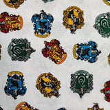 FS635_7 Harry Potter Crests | Fabric | Children, Cotton, Fabric, FS635, Gryffindor, Harry Potter, Houses, Hufflepuff, Logo, Ravenclaw, Slytherin | Fabric Styles