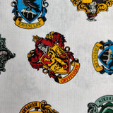 FS635_7 Harry Potter Crests | Fabric | Children, Cotton, Fabric, FS635, Gryffindor, Harry Potter, Houses, Hufflepuff, Logo, Ravenclaw, Slytherin | Fabric Styles