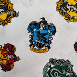 FS635_7 Harry Potter Crests | Fabric | Children, Cotton, Fabric, FS635, Gryffindor, Harry Potter, Houses, Hufflepuff, Logo, Ravenclaw, Slytherin | Fabric Styles