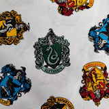 FS635_7 Harry Potter Crests | Fabric | Children, Cotton, Fabric, FS635, Gryffindor, Harry Potter, Houses, Hufflepuff, Logo, Ravenclaw, Slytherin | Fabric Styles