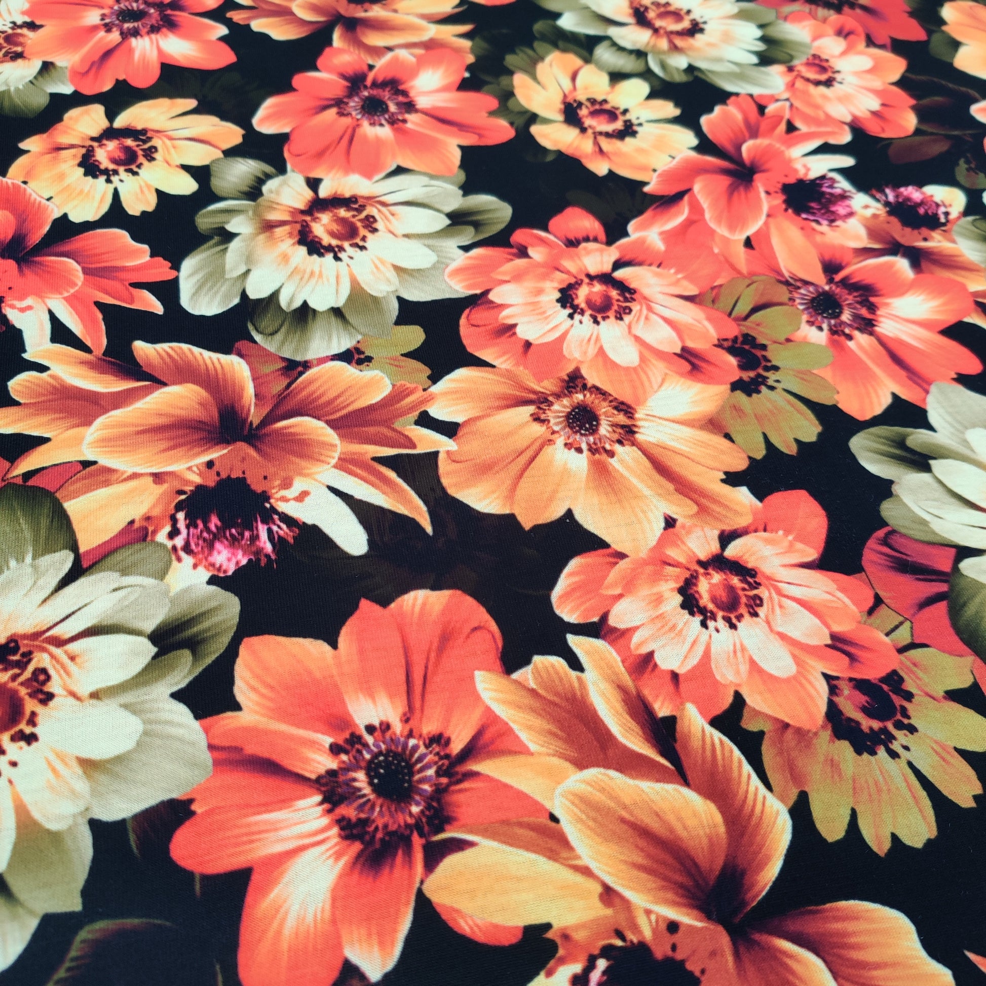 FS558 Pink Flower | Fabric | drape, Fabric, fashion fabric, Floral, jersey, making, sewing, spun polyester, Spun Polyester Elastane, stretch, Stretchy, Tropical | Fabric Styles