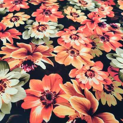 FS558 Pink Flower | Fabric | drape, Fabric, fashion fabric, Floral, jersey, making, sewing, spun polyester, Spun Polyester Elastane, stretch, Stretchy, Tropical | Fabric Styles