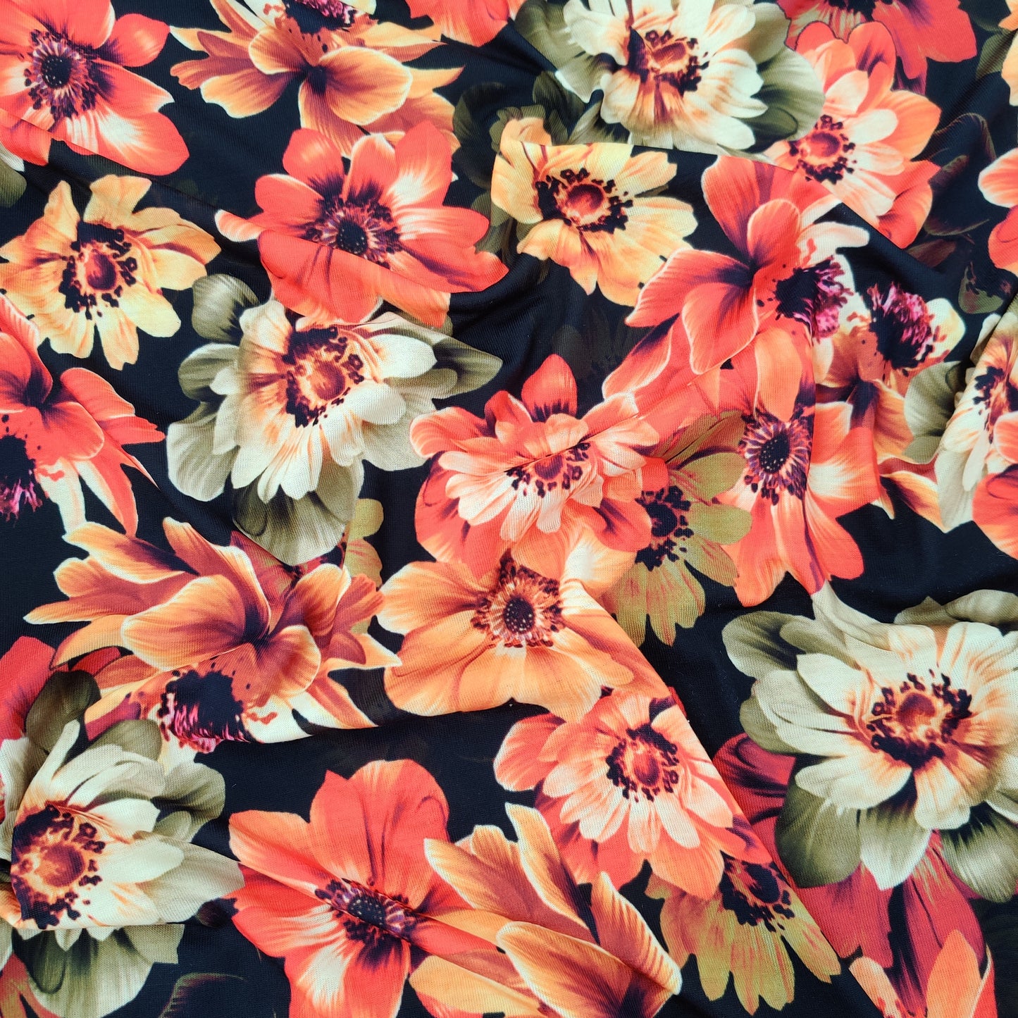 FS558 Pink Flower | Fabric | drape, Fabric, fashion fabric, Floral, jersey, making, sewing, spun polyester, Spun Polyester Elastane, stretch, Stretchy, Tropical | Fabric Styles