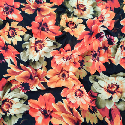 FS558 Pink Flower | Fabric | drape, Fabric, fashion fabric, Floral, jersey, making, sewing, spun polyester, Spun Polyester Elastane, stretch, Stretchy, Tropical | Fabric Styles