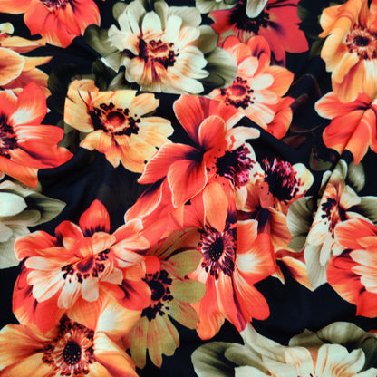 FS558 Pink Flower | Fabric | drape, Fabric, fashion fabric, Floral, jersey, making, sewing, spun polyester, Spun Polyester Elastane, stretch, Stretchy, Tropical | Fabric Styles