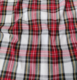 FS660_1 White Tartan Poly Cotton Fabric | Fabric | Check, drape, Fabric, fashion fabric, making, Poly, Poly Cotton, Red, rugby, sewing, Skirt, Squares, Tartan, XMAS | Fabric Styles