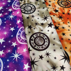 FS581 Galaxy Zodiac | Fabric | Animal, blue, drape, elastane, Fabric, fashion fabric, FS581, Galaxy, jersey, making, Olive, Orange, Polyester, Purple, Sale, scuba, sewing, Skirt, stars, Stretchy, Tie Dye | Fabric Styles