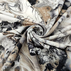 Tie Dye Marble Lightweight Scuba Stretch Fabric Black White
