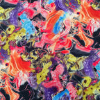 Tie Dye Marble Lightweight Scuba Stretch Fabric Black White