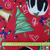 FS778 Christmas Pudding Spun Polyester Jersey Knit Stretch Fabric Red | Fabric | bauble, Baubles, Black, Candy Cane, Candy Stick, Christmas, christmas tree, Fabric, Gingerbread, Santa, Spun Polyester, Spun Polyester Elastane, Star, xmas | Fabric Styles
