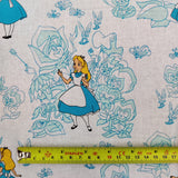 FS757_1 Alice in Wonderland | Fabric | Alice, Alice in Wonderland, blue, Brand, Branded, Children, Cotton, Denim, Disney, drape, Fabric, fashion fabric, Kids, Light blue, Limited, making, Pink, Sale, sewing, Skirt, wonderland | Fabric Styles