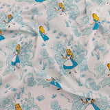 FS757_1 Alice in Wonderland | Fabric | Alice, Alice in Wonderland, blue, Brand, Branded, Children, Cotton, Denim, Disney, drape, Fabric, fashion fabric, Kids, Light blue, Limited, making, Pink, Sale, sewing, Skirt, wonderland | Fabric Styles