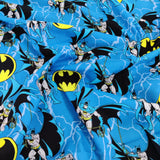 FS636_3 Batman Rope | Fabric | Batman, Blue, Brand, Branded, Children, comic, comics, Cotton, Cotton SALE, dc, drape, Fabric, fashion fabric, hero, Kids, Light blue, logo, making | Fabric Styles