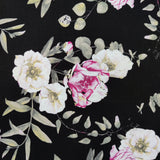 FS740_1 Black Floral | Fabric | Black, Colourful, Cotton Slub, drape, Fabric, fashion fabric, Floral, Flower, making, Sale, sewing, Skirt | Fabric Styles