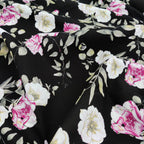 FS740_1 Black Floral | Fabric | Black, Colourful, Cotton Slub, drape, Fabric, fashion fabric, Floral, Flower, making, Sale, sewing, Skirt | Fabric Styles