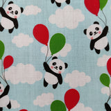 FS737 Panda Balloons | Fabric | Animal, Balloon, Balloons, BEAR, Bears, Children, Cloud, Clouds, Colourful, drape, Fabric, fashion fabric, Green, Kids, making, Multicolour, Panda, Pandas, Poly, Poly Cotton, sale, sewing, Skirt, White | Fabric Styles