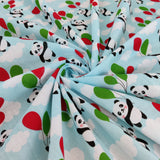 FS737 Panda Balloons | Fabric | Animal, Balloon, Balloons, BEAR, Bears, Children, Cloud, Clouds, Colourful, drape, Fabric, fashion fabric, Green, Kids, making, Multicolour, Panda, Pandas, Poly, Poly Cotton, sale, sewing, Skirt, White | Fabric Styles