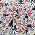 FS801 Octopus | Fabric | Animal, Children, Colourful, drape, Fabric, fashion fabric, Kids, making, Multicolour, Navy, Octopus, Poly, Poly Cotton, sale, sewing, Skirt, White | Fabric Styles