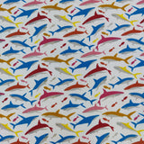 FS736 Sharks | Fabric | Animal, BEAR, Bears, Children, Colourful, drape, Fabric, fashion fabric, Green, Kids, making, Multicolour, Poly, Poly Cotton, sale, sewing, Shark, Sharks, Skirt, White | Fabric Styles