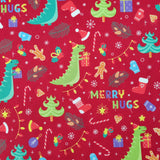 FS787 Red Dinosaur Christmas Scuba Fabric | Fabric | bauble, Baubles, Christmas, Christmas Tree, Fabric, fashion fabric, Scuba, sewing, xmas | Fabric Styles