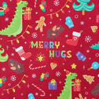 FS787 Red Dinosaur Christmas Scuba Fabric | Fabric | bauble, Baubles, Christmas, Christmas Tree, Fabric, fashion fabric, Scuba, sewing, xmas | Fabric Styles
