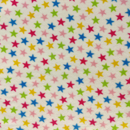 FS743_1 Multicolour Stars Fleece Fabric White | Fabric | Blue, Children, Colourful, drape, Fabric, fashion fabric, Fleece, Green, Kids, making, Poly Fleece, sale, sewing, Skirt | Fabric Styles
