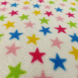 FS743_1 Multicolour Stars Fleece Fabric White | Fabric | Blue, Children, Colourful, drape, Fabric, fashion fabric, Fleece, Green, Kids, making, Poly Fleece, sale, sewing, Skirt | Fabric Styles