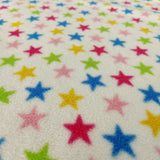 FS743_1 Multicolour Stars Fleece Fabric White | Fabric | Blue, Children, Colourful, drape, Fabric, fashion fabric, Fleece, Green, Kids, making, Poly Fleece, sale, sewing, Skirt | Fabric Styles