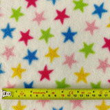 FS743_1 Multicolour Stars Fleece Fabric White | Fabric | Blue, Children, Colourful, drape, Fabric, fashion fabric, Fleece, Green, Kids, making, Poly Fleece, sale, sewing, Skirt | Fabric Styles