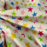 FS743_1 Multicolour Stars Fleece Fabric White | Fabric | Blue, Children, Colourful, drape, Fabric, fashion fabric, Fleece, Green, Kids, making, Poly Fleece, sale, sewing, Skirt | Fabric Styles