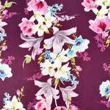 FS577 Tulie Floral | Fabric | drape, elastane, Fabric, fashion fabric, Floral, Flower, Flowers, jersey, making, Pink, Polyester, purple, Scuba, sewing, Stretchy, Watercolor, Watercolour | Fabric Styles