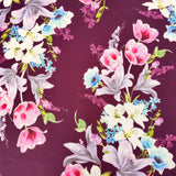 FS577 Tulie Floral | Fabric | drape, elastane, Fabric, fashion fabric, Floral, Flower, Flowers, jersey, making, Pink, Polyester, purple, Scuba, sewing, Stretchy, Watercolor, Watercolour | Fabric Styles