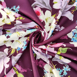 FS577 Tulie Floral | Fabric | drape, elastane, Fabric, fashion fabric, Floral, Flower, Flowers, jersey, making, Pink, Polyester, purple, Scuba, sewing, Stretchy, Watercolor, Watercolour | Fabric Styles