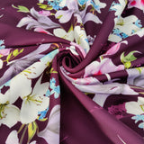 FS577_3 Tulie Floral | Fabric | drape, elastane, Fabric, fashion fabric, Floral, Flower, Flowers, jersey, making, Pink, Polyester, purple, Scuba, sewing, Stretchy, Watercolor, Watercolour, Wine | Fabric Styles