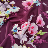 FS577 Tulie Floral | Fabric | drape, elastane, Fabric, fashion fabric, Floral, Flower, Flowers, jersey, making, Pink, Polyester, purple, Scuba, sewing, Stretchy, Watercolor, Watercolour | Fabric Styles