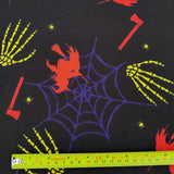 FS327 Halloween Witch Spun Polyester Jersey Knit Stretch Fabric Black | Fabric | Black, Fabric, Halloween, Polyester, Purple, Sale, spun polyester, Spun Polyester Elastane, Square, stretch, Stretchy | Fabric Styles