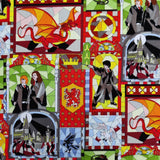FS635_10 Harry Potter Stained Glass | Fabric | Children, Cotton, Dragon, Fabric, FS635, Harry Potter, Hogwarts | Fabric Styles