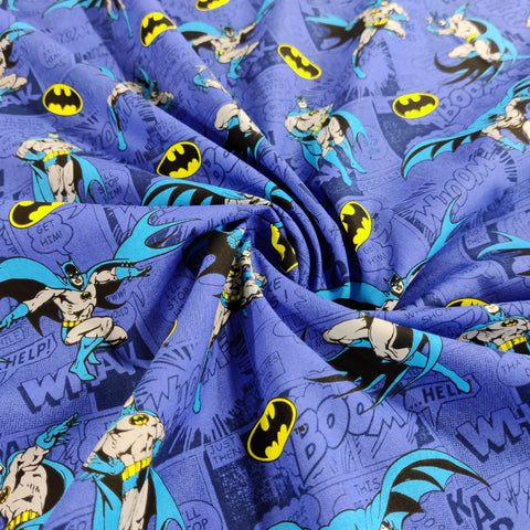 FS636_4 Batman Comics Blue Cotton | Fabric | Batman, Blue, Brand, Branded, Children, comic, comics, Cotton, Cotton SALE, dc, drape, Fabric, fashion fabric, hero, Kids, Light blue, logo, making, superhero | Fabric Styles
