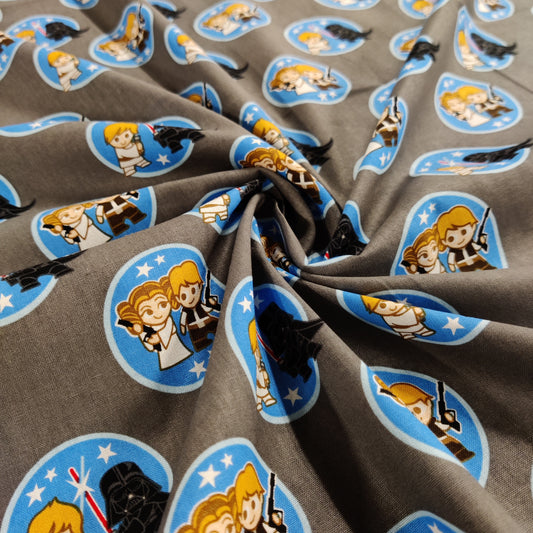 FS598_5 Star Wars Kawaii Duo Token Cotton | Fabric | Brand, Branded, Children, comic, Cotton, Darth, Darth Vader, Fabric, fashion fabric, Flash, Iron Man, Kids, logo, making, man, Navy, Star, Star Wars, Vader, War, Wars | Fabric Styles