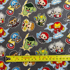 FS641_6 Mini Action Heroes Marvel Comics | Fabric | Black, Black Widow, Blue, Brand, Branded, Children, comic, comics, Cotton, Fabric, fashion fabric, Flash, hero, Hulk, invincible, Iron, Iron Man, Kids, Light blue, logo, making, man, Marvel, Marvel Comics, Navy, Spider, Spider Man, Spiderman, super, superhero, The incredible hulk, the invincible, Thor, Villain, Widow | Fabric Styles