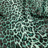 FS005_7 Green Leopard | Fabric | Animal, Dark, drape, Dress making, Fabric, fashion fabric, High Fashion, jersey, Leopard, making, Polyester, Purple, Scuba, sewing, spun poly, Spun Polyester, Spun Polyester Elastane, Stretch, Stretchy, velvet | Fabric Styles