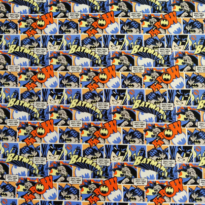 FS636_5 Batman Pop Comics Cotton | Fabric | Batman, Blue, Brand, Branded, Children, comic, comics, Cotton, Cotton SALE, dc, drape, Fabric, fashion fabric, hero, Kids, Light blue, logo, making, superhero | Fabric Styles