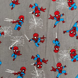 FS756_2 Spider-Man Mini Grey Cotton | Fabric | Black, Black Widow, Blue, Brand, Branded, Children, comic, comics, Cotton, Cotton SALE, Fabric, fashion fabric, Flash, hero, Kids, Light blue, logo, making, man, Marvel Comics, Spider, Spider Man, Spiderman, super, superhero | Fabric Styles